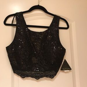Black sequin crop top